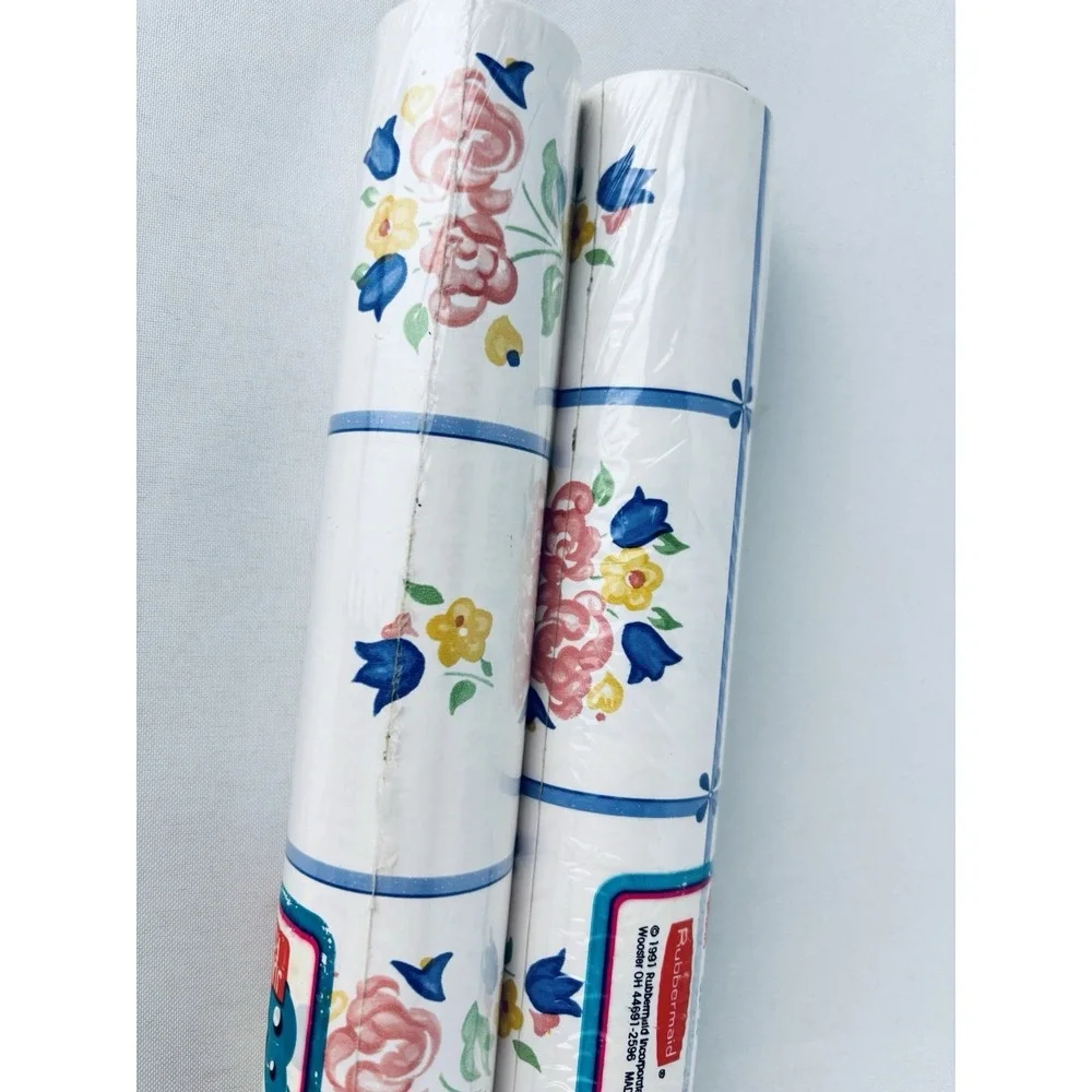 Vintage 90s Con-Tact Brand Contact Floral  Shelf Liner - Lot Of 2 Rubbermaid